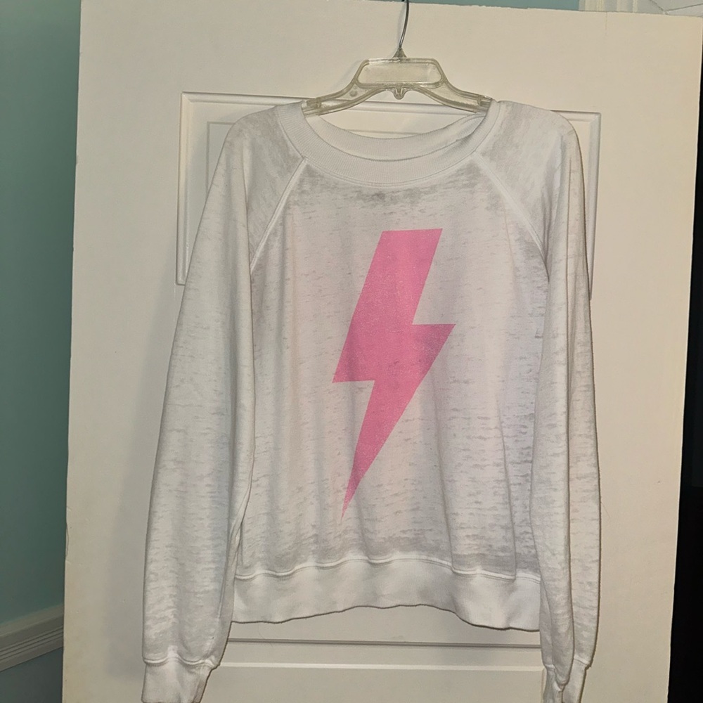 Recycled Karma AC/DC TOP - white and pink- size small
